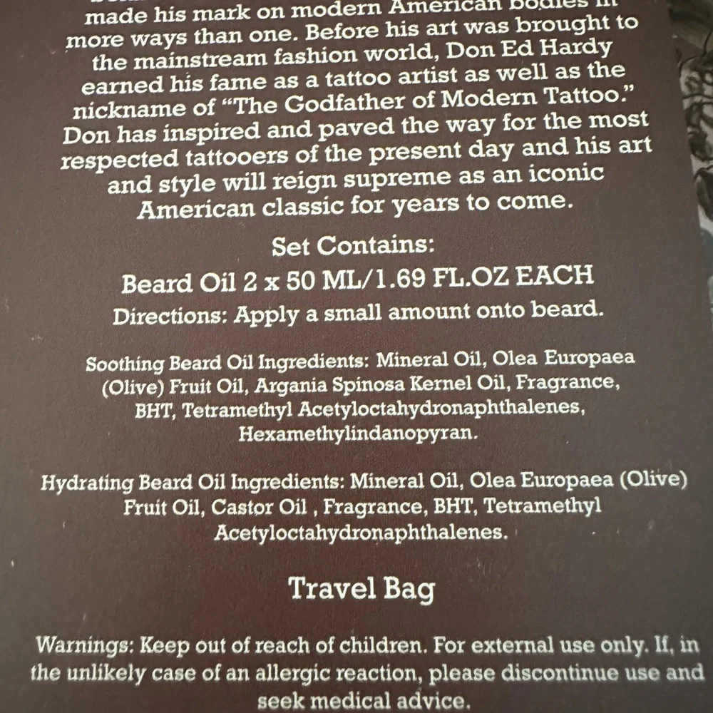 🆕Ed Hardy Beard Oil Duo W/Travel Bag